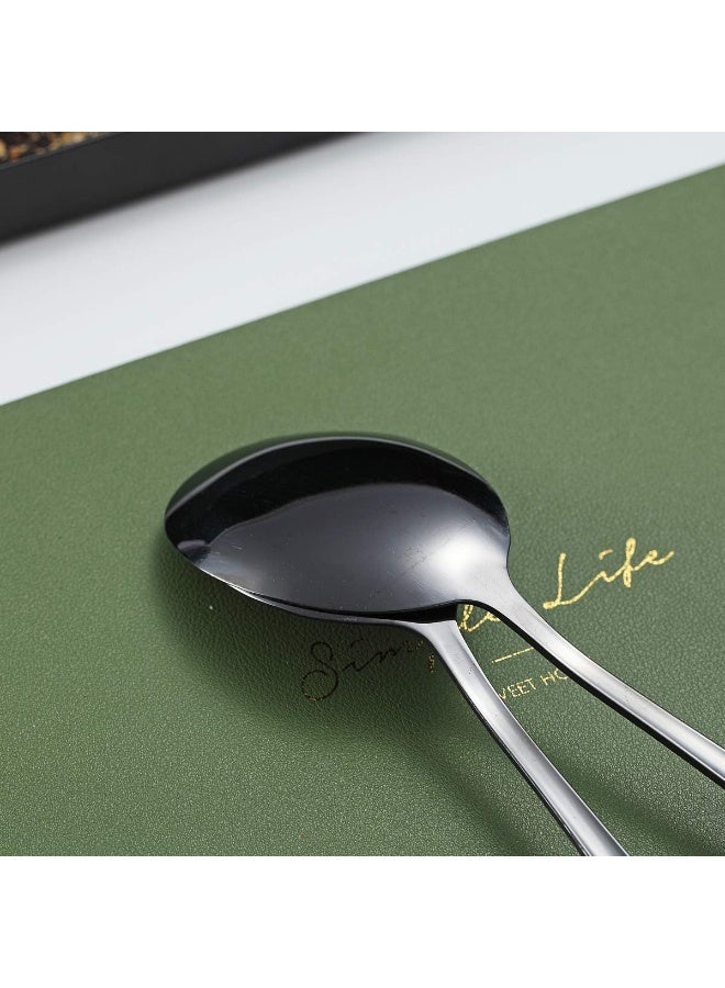 4-Piece Black Titanium-Plated Serving Spoon Set - Stainless Steel Serving Utensils with Slotted & Solid Spoons - Image 4